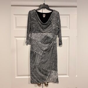 Anne Klein Black and White Geometric Dress